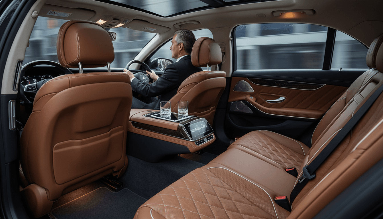 Interior de vehículo ejecutivo premium con conductor profesional en Buenos Aires